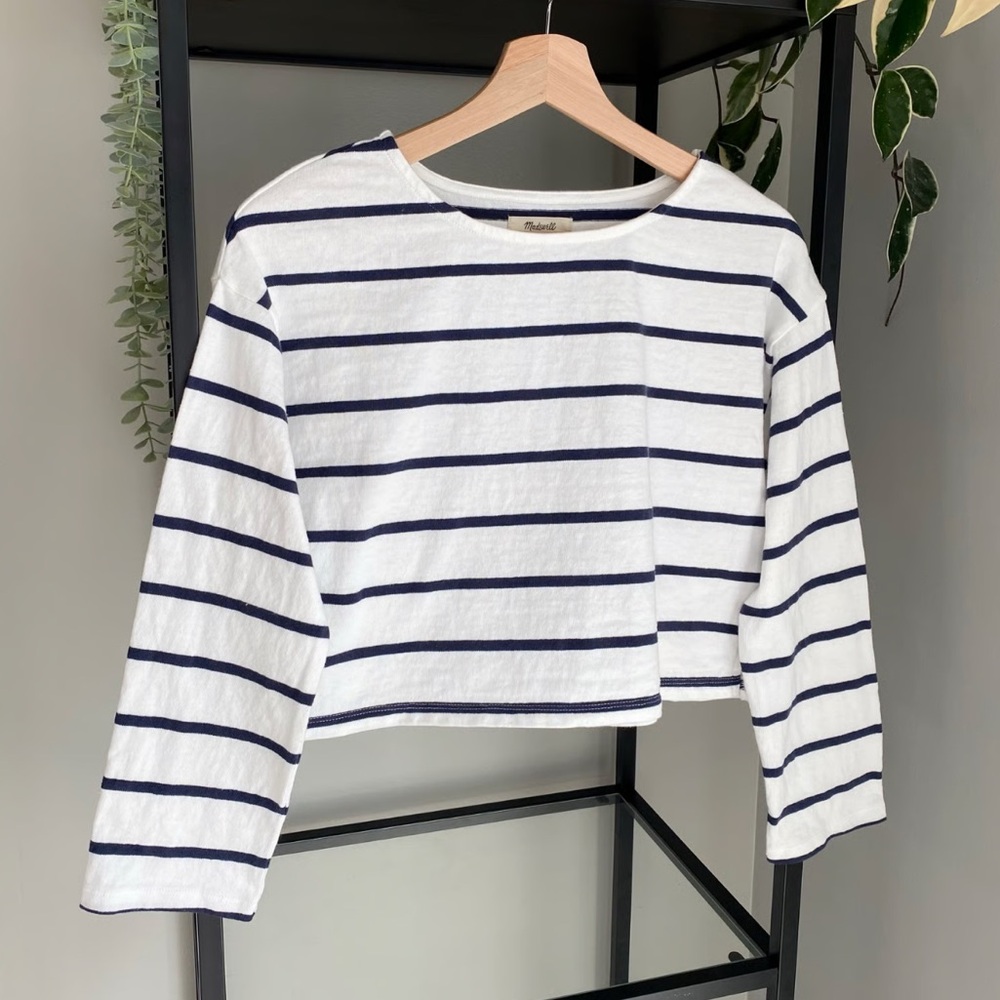 Madewell Nautical Navy and White Striped Tee